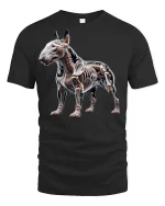 X-Ray Bulldog Skeleton Art Graphic Style Tee - black t-shirt on white background