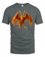 Fiery Mythical Phoenix Beast Fantasy Graphic Tee - gray t-shirt on white background