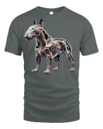 X-Ray Bulldog Skeleton Art Graphic Style Tee - gray t-shirt on white background