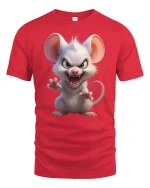 Angry Cute Mouse Fierce Cartoon Creature Graphic Tee - red t-shirt on white background