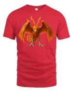 Fiery Mythical Phoenix Beast Fantasy Graphic Tee - red t-shirt on white background