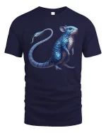 Fantasy Blue Scaled Mouse Creature Art Tee - navy t-shirt on white background