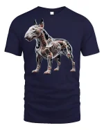 X-Ray Bulldog Skeleton Art Graphic Style Tee - navy t-shirt on white background