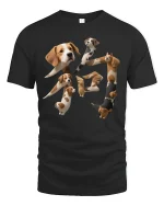 Cute Puppy Character Art Funny Dog Shape Graphic Tee - black t-shirt on white background