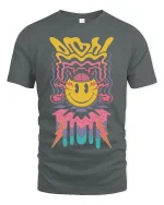Psychedelic Smiley Brain Burst Trippy Art T-Shirt - gray t-shirt on white background