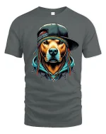 Hip Hop Dog Braids Cool Urban Style Graphic T-Shirt - gray t-shirt on white background