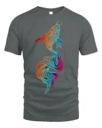 Vibrant Koi Fish Art Graphic Spirit Flow T-Shirt - gray t-shirt on white background