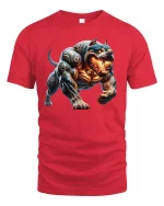 Inferno Cyber Beast Dog Fiery Monster Art T-Shirt - red t-shirt on white background