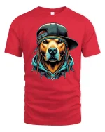 Hip Hop Dog Braids Cool Urban Style Graphic T-Shirt - red t-shirt on white background