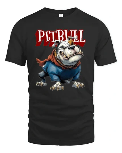 Fierce Pitbull Warrior Graphic Tee for Dog Lovers and Street Style Fans - black t-shirt on white background