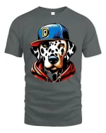 Streetwear Dalmatian Dog Graphic Tee for Urban Style Lovers - gray t-shirt on white background