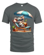 Chill Beach Koala Vacation Vibes Summer Relaxation Tee - gray t-shirt on white background