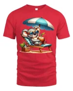 Chill Beach Koala Vacation Vibes Summer Relaxation Tee - red t-shirt on white background