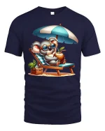Chill Beach Koala Vacation Vibes Summer Relaxation Tee - navy t-shirt on white background