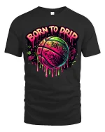 Born to Drip Neon Basketball Tee - Graffiti Style Graphic Tshirt - black t-shirt on white background
