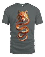 Tiger Serpent Hybrid Art Tee - Fierce Wild Animal Graphic Tshirt - gray t-shirt on white background