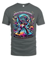 Rock the Universe Astronaut Guitar Tee - Epic Space Graphic Tshirt - gray t-shirt on white background