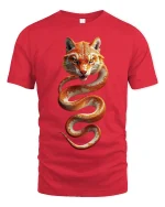 Tiger Serpent Hybrid Art Tee - Fierce Wild Animal Graphic Tshirt - red t-shirt on white background