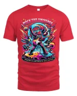 Rock the Universe Astronaut Guitar Tee - Epic Space Graphic Tshirt - red t-shirt on white background