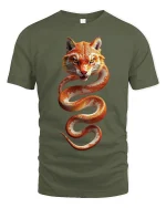 Tiger Serpent Hybrid Art Tee - Fierce Wild Animal Graphic Tshirt - military green t-shirt on white background