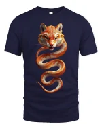 Tiger Serpent Hybrid Art Tee - Fierce Wild Animal Graphic Tshirt - navy t-shirt on white background