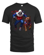 Skull Runner T-Shirt with American Pitbull Art Tee - black t-shirt on white background