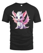 Cute Baby Dragon T-Shirt Adorable Fantasy Art Tee - black t-shirt on white background