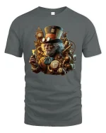 Steampunk Gentleman T-Shirt Vintage Clockwork Art Tee - gray t-shirt on white background