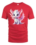 Cute Baby Dragon T-Shirt Adorable Fantasy Art Tee - red t-shirt on white background