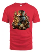 Steampunk Gentleman T-Shirt Vintage Clockwork Art Tee - red t-shirt on white background
