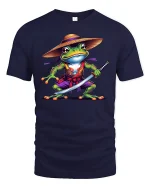 Samurai Frog T-Shirt Funny Ninja Warrior Frog Tee - navy t-shirt on white background