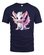 Cute Baby Dragon T-Shirt Adorable Fantasy Art Tee - navy t-shirt on white background