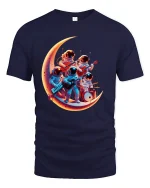 Space Rock Band T-Shirt Cool Astronaut Music Graphic Tee - navy t-shirt on white background