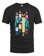 Retro Game Over Controller Tee for Gamers and Console Lovers - black t-shirt on white background