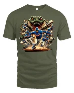 Gator Charge Baseball Action Tee for Ultimate Fans - military green t-shirt on white background