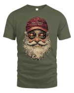 Funny Santa Make Christmas Great Again Holiday Graphic Tee - military green t-shirt on white background