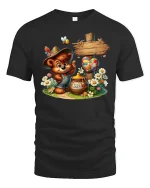Cute Honey Bear T-Shirt - Adorable Country Style Tee - black t-shirt on white background