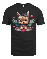 Angel Dog T-Shirt - Cute Winged Puppy Love Design - black t-shirt on white background