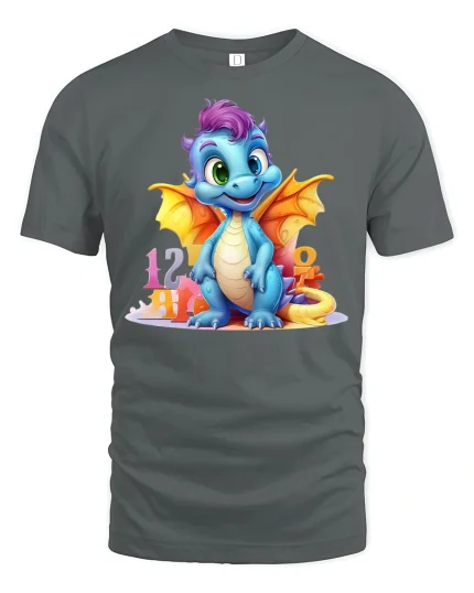 Cute Baby Dragon T-Shirt - Adorable Fantasy Creature Tee - gray t-shirt on white background