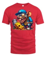 Street Rat T-Shirt - Funny Gangsta Mouse with Cheese Tee - red t-shirt on white background