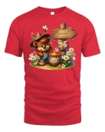 Cute Honey Bear T-Shirt - Adorable Country Style Tee - red t-shirt on white background