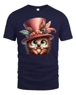 Cute Hedgehog Big Eyes Tee - Adorable Animal Lover Gift - navy t-shirt on white background