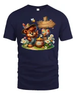 Cute Honey Bear T-Shirt - Adorable Country Style Tee - navy t-shirt on white background
