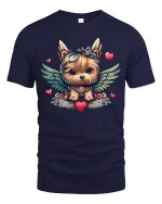 Angel Dog T-Shirt - Cute Winged Puppy Love Design - navy t-shirt on white background