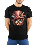Cute Hedgehog Big Eyes Tee - Adorable Animal Lover Gift - model wearing black tee with hands behind back