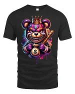 Gangster Bear T-Shirt - Money King Crowned Street Tee - black t-shirt on white background