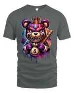 Gangster Bear T-Shirt - Money King Crowned Street Tee - gray t-shirt on white background