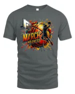 March Madness T-Shirt - Basketball Slam Dunk Tee - gray t-shirt on white background