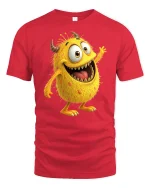 Funny Yellow Monster T-Shirt - Cute Cartoon Creature Tee - red t-shirt on white background