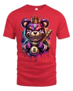 Gangster Bear T-Shirt - Money King Crowned Street Tee - red t-shirt on white background